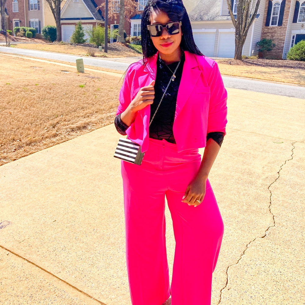Boohoo Pink Wide Leg Pantsuit